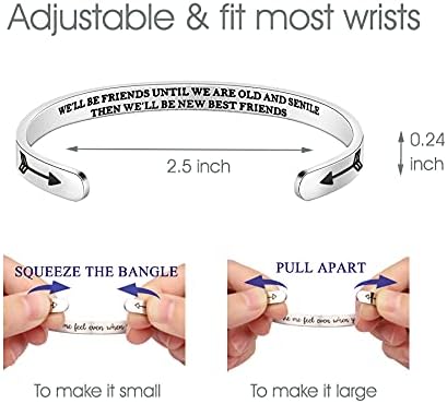 TONY & SANDY Inspirational Bracelets for Women Teen Girls Personalized Gifts for Daughter Granddaughter Mom Sister Friends Stainless Steel Engraved Cuff Birthday Easter Christmas