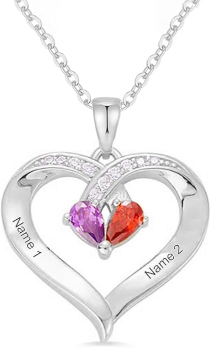 10K 14K 18K Personalized Solid Gold Nautral Diamond Mom Necklace with 1-5 Birthstones for Women Mom Wife,Custom Mother Birthstone Necklace Engraved Name Jewelry Gift for Mothers Day Birthday