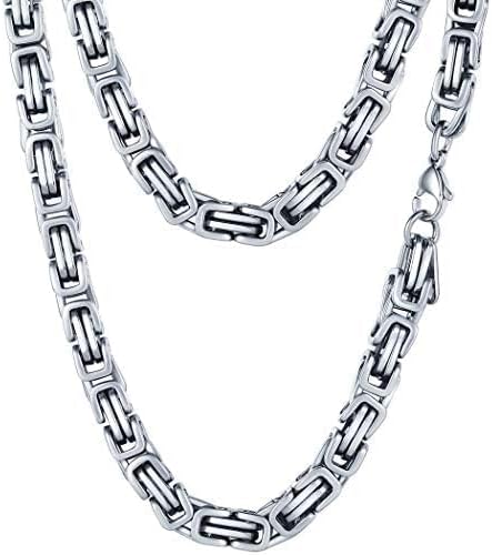 PROSTEEL 4MM/6MM/8MM Stainless Steel Necklace for Men Women, Stylish and Cool, Byzantine Chain Black Gold Silver Tone, 18-30 Inches, Come Gift Box