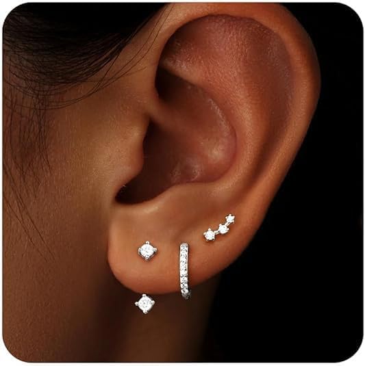 Tennis Necklace Bracelet for Women Silver Necklace Bracelet Earrings Jewelry Set for Women Party Prom Wedding Jewelry for Bride Bridesmaids Cubic Zirconia Tennis Choker Necklace Link Bracelet Stud Earrings Jewelry Set Accessories