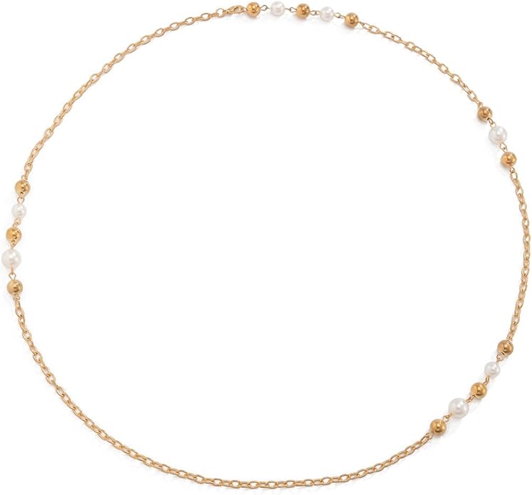 Long Pearl Necklaces for Women Pearl Long Chain Necklace Dainty Gold And Long Pearl Necklaces Layered Pearl Necklace Statement Sweater Strand Chain Jewelry