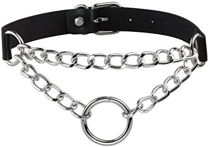 MILAKOO PU Leather Punk Choker Necklaces Circle/Heart Charm Adjustable Collar Necklace for Women