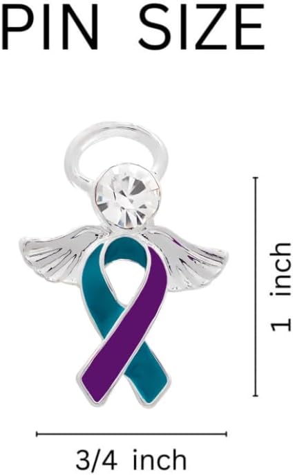 Suicide Awareness and Prevention Pin - Bulk Packs - Variety Pack of Teal & Purple Ribbon Pin Perfect for Support Groups, Gift-Giving and Fundraising