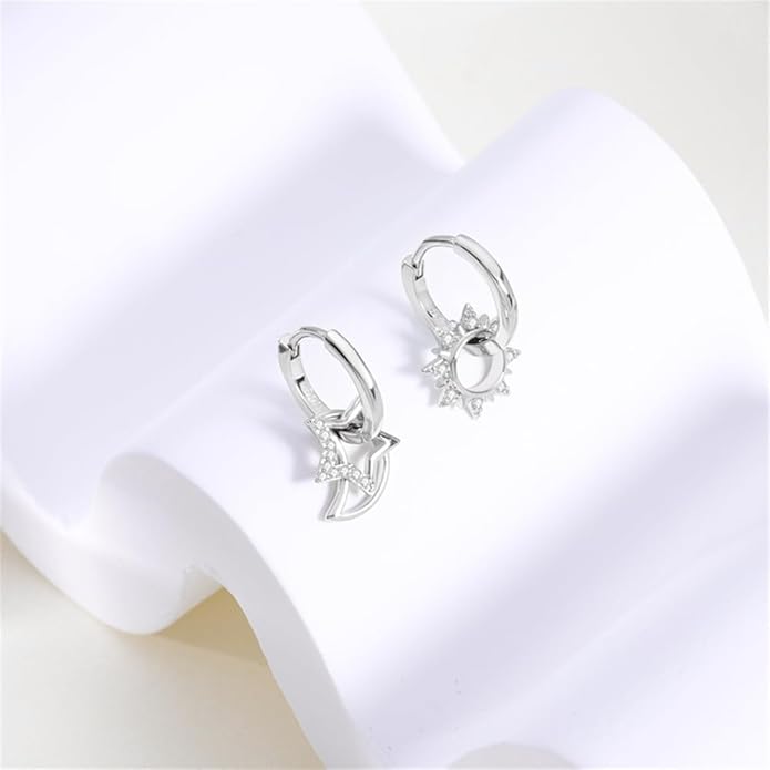 925 Sterling Silver Women Earrings, Sparkling Star and Moon Earrings, Various Hypoallergenic Earrings, Best Gift for Women
