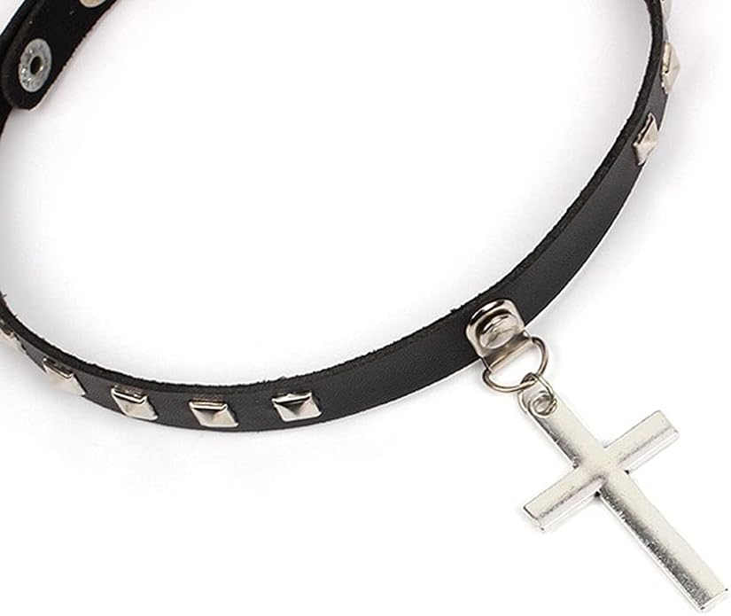 Gothic Choker Necklace Black Geometric Leather Collar Necklace Fashion Punk Jewelry for Women