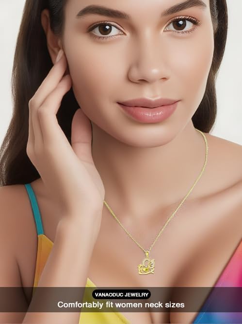 Birthstone Heart butterfly Necklace for Women, Infinity Pendant 14K Gold /18K White Gold Womens Necklaces, Jewelry Anniversary Birthday Christmas Gifts for Her Mom Wife﻿