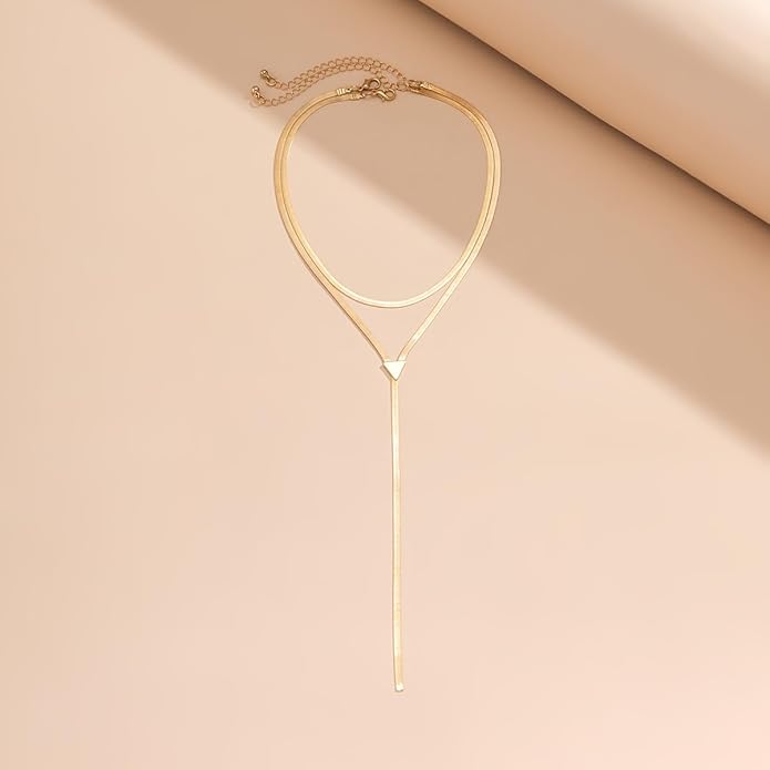 Chunky Gold Choker Necklace for Women,Trendy Silver Statement Necklace Long Snake Chain Drop Necklace,Charm Prom Body Jewelry Accessories Gifts