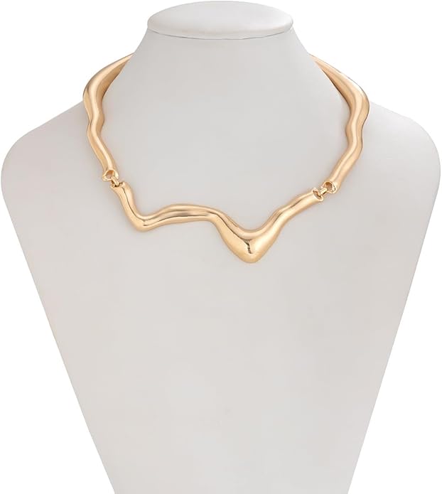 Punk Dripping Water-drop Choker Necklace for Women,Thick Drippy Chain Liquid Metal Collar Necklace Rocker Hip-hop Necklace Cool Metallic Unique Funky Statament Grunge Jewelry