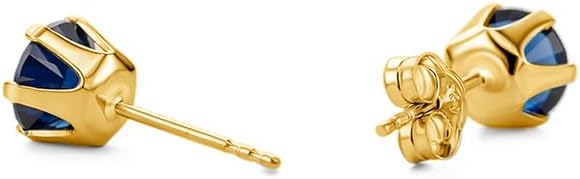 Round 14K Gold Earrings for Women in Solid 14K White Gold 585/14K Yellow Gold 585 with Ruby/Sapphire/Zirconia/Emerald Gemstones, Stud Earrings For Women,Women's Jewelry Delivered in Jewelry Box