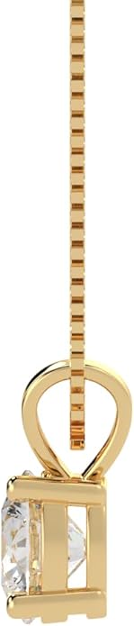 Houston Diamond District 0.5-10 Carat Lab Grown Diamond Solitaire Pendant Necklace, Round Cut Solitaire, 4-Prong Setting, Jewelry for Women (E-F, VS)
