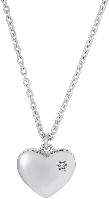 Vanbelle Sterling Silver Jewelry - Rhodium Plated with 925 Stamp - Puffed Heart Pendant Necklace - Elegant Handcrafted Necklace for Women - Mother's Day Collection