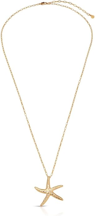 Ettika Long Necklaces for Women. Starfish Luxe Pendant Necklace. 18k Gold Plated Necklace. Jewelry, Birthday Gifts for Women