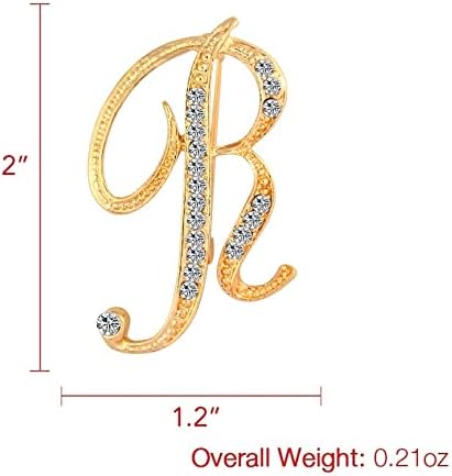 DSADKI A-Z Lette Brooch 26 Initial Pins Gold Plated Metal Brooches - Clear Crystal Rhinestone Brooch Breastpin for Women