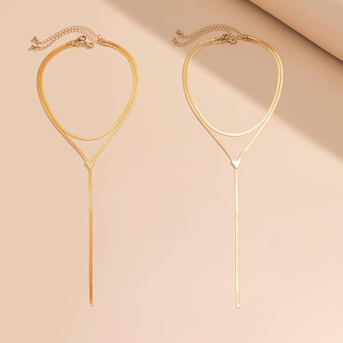 Chunky Gold Choker Necklace for Women,Trendy Silver Statement Necklace Long Snake Chain Drop Necklace,Charm Prom Body Jewelry Accessories Gifts