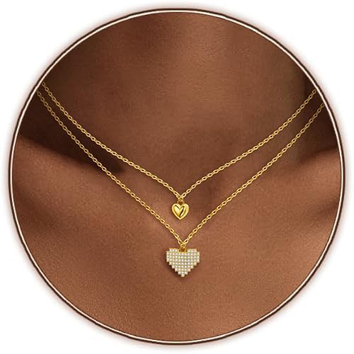 Copper Alloy 14K Gold Plated | 14K Platinum Plated Necklace for Women Double Layer Pendant Necklace Fashionable Multi-Layer Jewelry