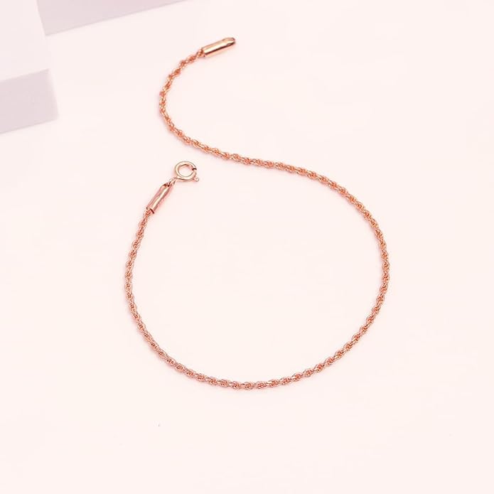 LeCalla 925 Sterling Silver Anklets for Women | Italian 1.8MM Diamond-Cut Braided Rope Chain Ankle Bracelet | Women's Ankle Bracelets Jewelry Gift for Wife, Mom – Birthday, Anniversary & Valentine’s Day