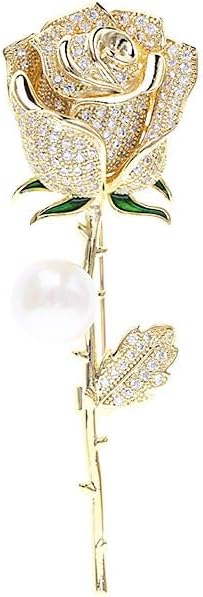 14K Gold Moissanite Rose Flower Brooch - Chic & Elegant Jacket Pin, Ideal Mother's Day Gift, Timeless Women's Accessory, Ideal for Special Occasions