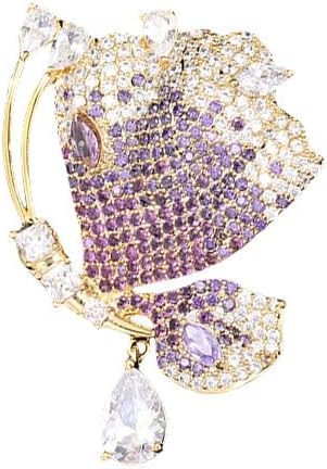 14K Gold Luxury Butterfly Brooch Sparkling Moissanite Accents & Enamel Painted Details, Retro Chic for Cheongsam, Coats & Formal Attire