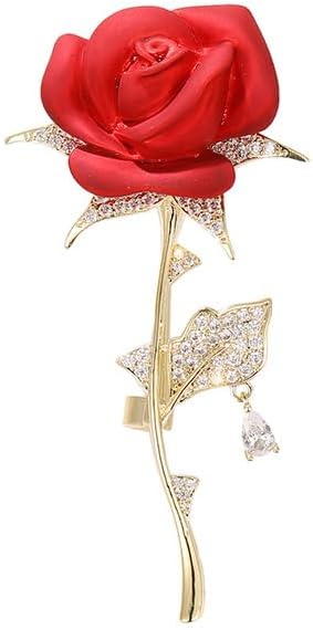 AILONMEI Red Rose Flower Brooches and Pins for Women Costume Jewelry Brooch Pins Broches Jewelry for Women Elegant Lady Pin