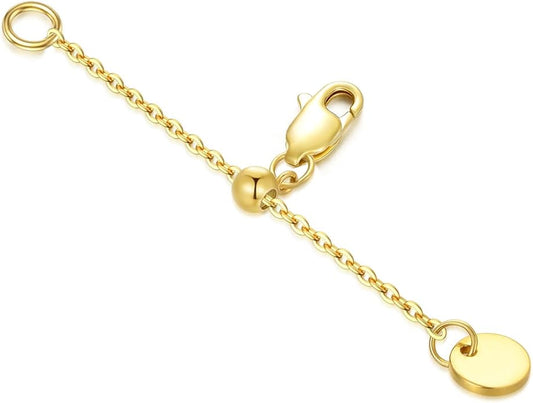 14k Gold Necklace & Bracelet Extender Chain, 1"/1.5"/2"/3"/4"/5" Durable Removable Gold Extension Chain