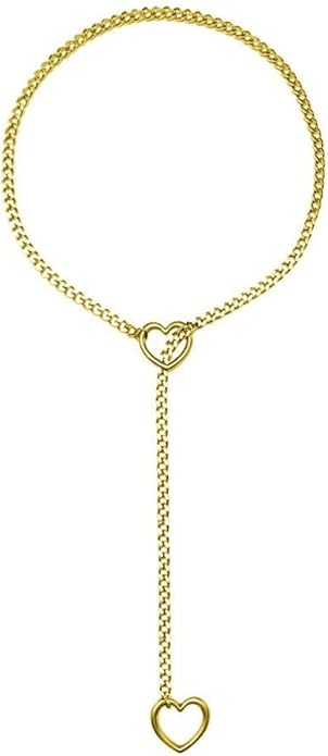 Heart Y-Necklace for Women Stainless Steel Heart Slip Chain Necklaces Adjustable Punk Gothic Cuban Collar Choker Fashionable Holiday Birthday Jewelry Gifts
