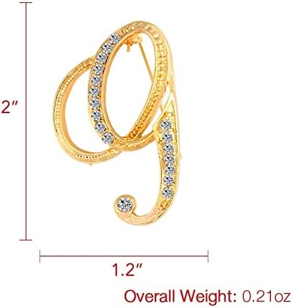 DSADKI A-Z Lette Brooch 26 Initial Pins Gold Plated Metal Brooches - Clear Crystal Rhinestone Brooch Breastpin for Women