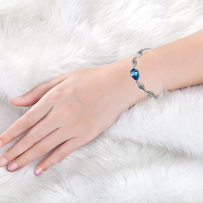 Charming Crystal Jewelry Sets For Women 18K White Gold Plating Bracelet Necklace And Earrings Sets For Wife Girlfriend Or Mothers Idea Gift For Mother's day