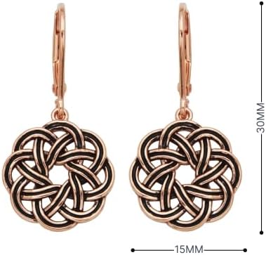 Amazon Essentials .925 Sterling Silver Dangle Earrings for Women, Trendy Drop Women Earrings Hypoallergenic Nickel-Free Jewelry - Lightweight Leverback Celtic Knot Design Jewelry