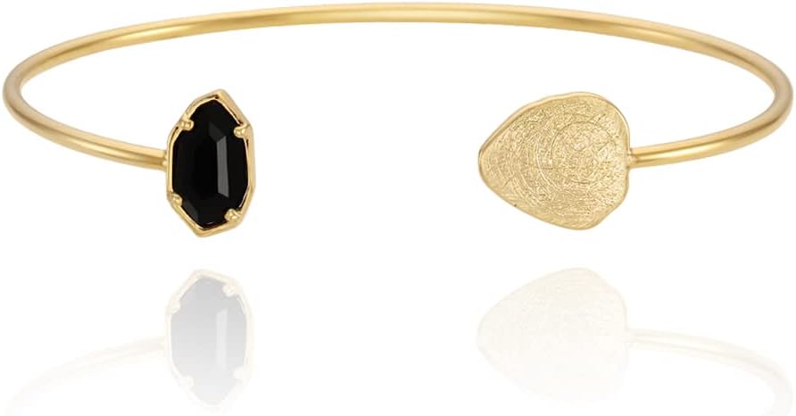 OZEL – Women’s Gold Cuff Bracelets – 18K Gold Plated Textured Bangles with Multi-Color Crystal & Rhinestone Accents – Layered Stacking Jewelry