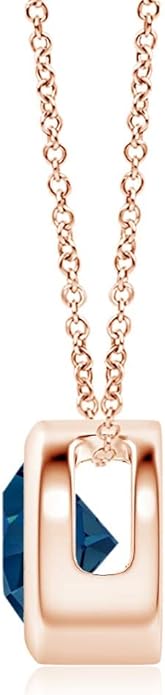 Angara Natural London Blue Topaz Solitaire Pendant for Women | Round Blue Topaz Pendant Necklace in 14K Solid Gold/Silver/Platinum With 18" Chain | December Birthday, Gemstone Jewelry Gift