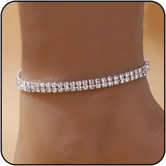 Ankle Bracelets for Women Waterproof Sparkly Anklets Tennis Rhinestone Anklets for Women Starfish Infinity Heart Cross Anklet Bracelet Beach Jewelry