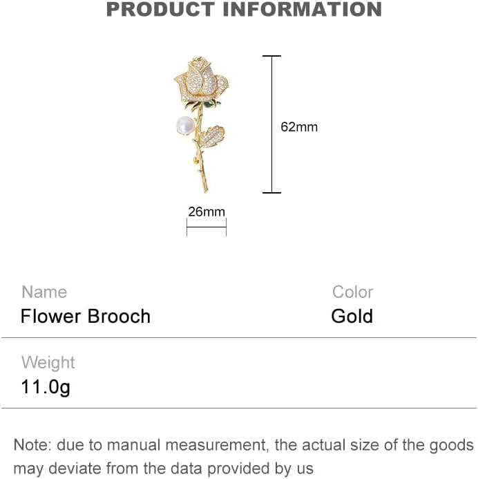 14K Gold Moissanite Rose Flower Brooch - Chic & Elegant Jacket Pin, Ideal Mother's Day Gift, Timeless Women's Accessory, Ideal for Special Occasions