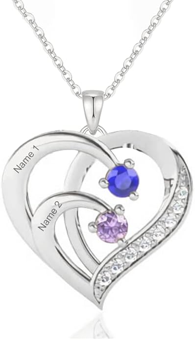 10K 14K 18K Personalized Solid Gold Nautral Diamond Mom Necklace with 1-5 Birthstones for Women Mom Wife,Custom Mother Birthstone Necklace Engraved Name Jewelry Gift for Mothers Day Birthday