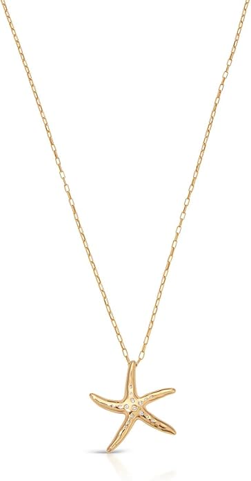 Ettika Long Necklaces for Women. Starfish Luxe Pendant Necklace. 18k Gold Plated Necklace. Jewelry, Birthday Gifts for Women