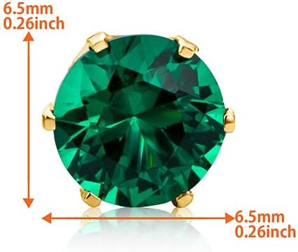 Round 14K Gold Earrings for Women in Solid 14K White Gold 585/14K Yellow Gold 585 with Ruby/Sapphire/Zirconia/Emerald Gemstones, Stud Earrings For Women,Women's Jewelry Delivered in Jewelry Box