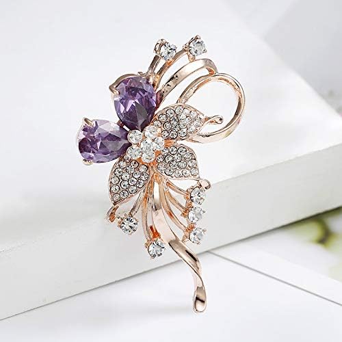 Flower Brooch for Women Girls Flower Rhinestone Brooch Gold Plated Lapel Pin Clothing Accessory Wedding Gift Fashion Jewelry for Mom Wife