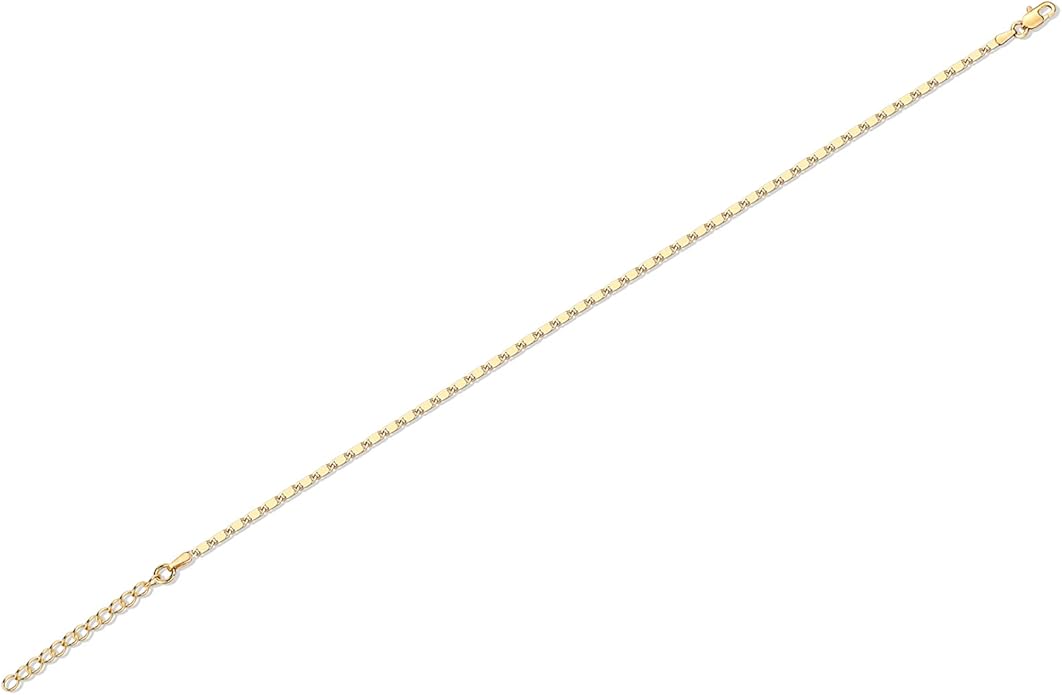PAVOI 14K-18K Gold Plated Charm Link Flat Gold Anklets for Women | Beaded Marina Link Mariner Paperclip Snake Chain Jewelry Anklets