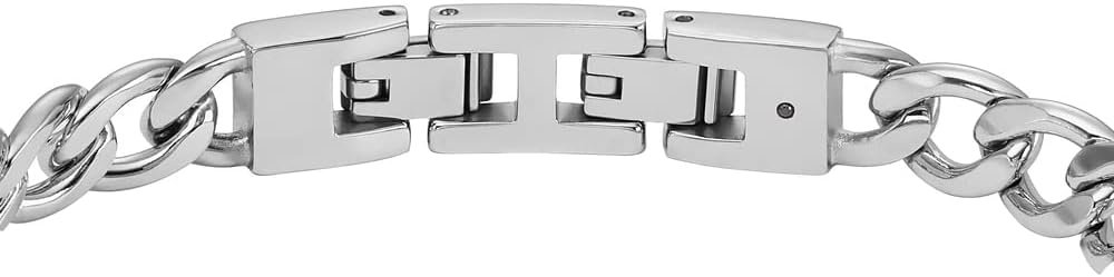 Fossil Men's Plated Stainless Steel Engravable Personalized Gift ID, Chain or Cuff Bracelet for Men
