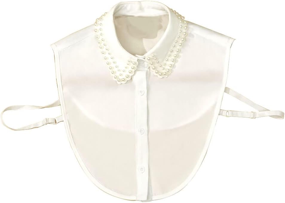 Statement Necklace for Women Girls Simulated Pearl Beaded Bib Detachable False Collar Choker Necklaces Clothing Accessory