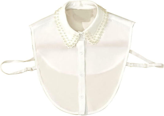 Statement Necklace for Women Girls Simulated Pearl Beaded Bib Detachable False Collar Choker Necklaces Clothing Accessory