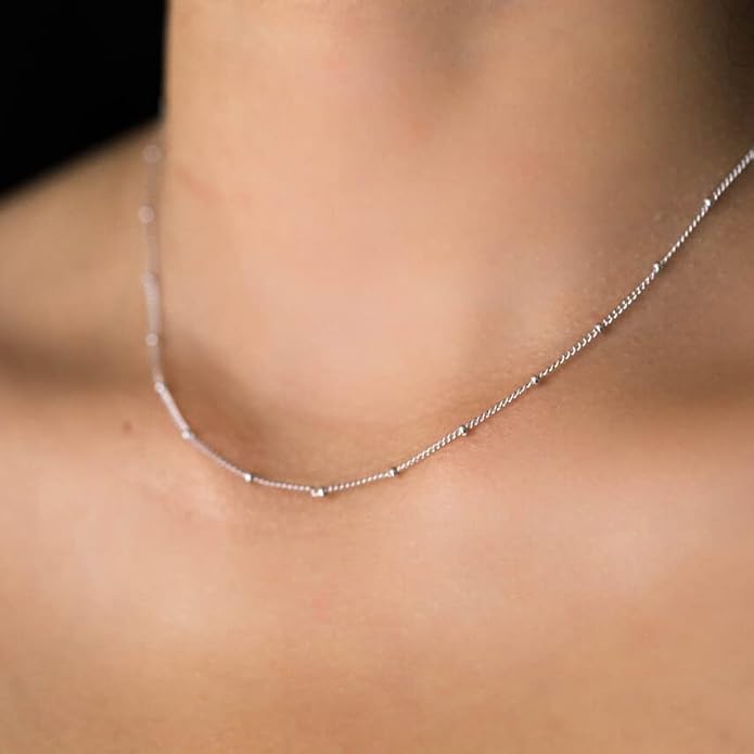 Dainty Chain Necklace for Women, 18K Gold Plated Coin Disc Choker Necklaces Simple Satellite Beaded Twisted Thin Paper Clip Chain Everyday Jewelry Gifts