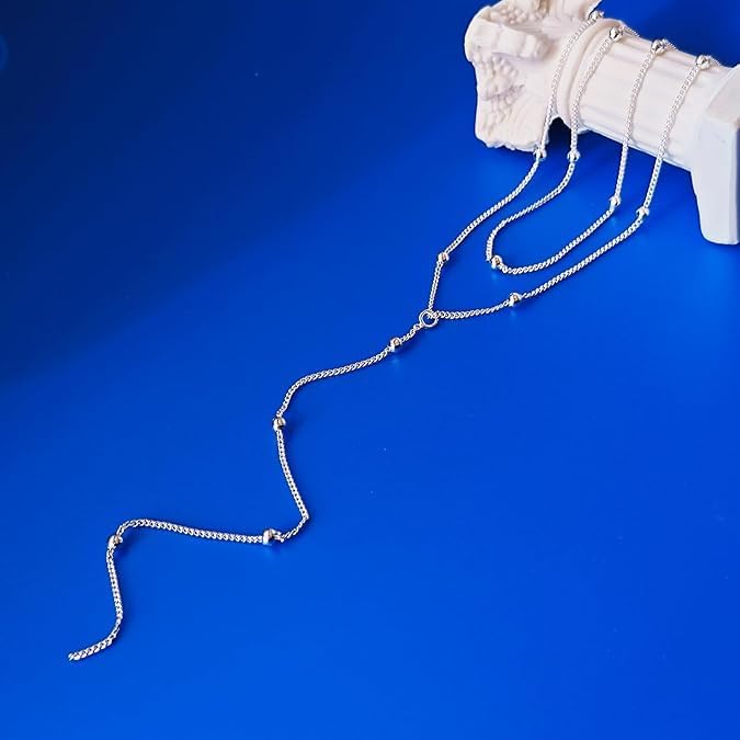 14K Gold Plated Y Necklace for Women – Dainty Lariat Long Pendant Chain, Layered Drop Necklace for V Neck Dress, Simple Sexy Cleavage Jewelry Gifts for Women