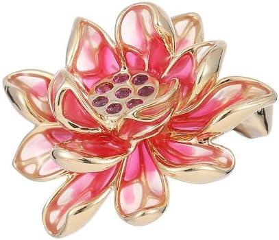 14K Gold Natural Peal Brooch with Lotus Design, High-End Elegant Vintage Chinese Style Accessory, Pearl Flower Brooch, Rhinestone/Crystal Brooches for Women