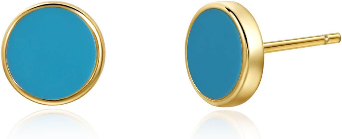 S.Leaf Gold Stud Earrings for Women 925 Sterling Silver Hypoallergenic Mother of Pearl Shell Stud Chain Earrings Friendship Jewelry Gifts for Women Her