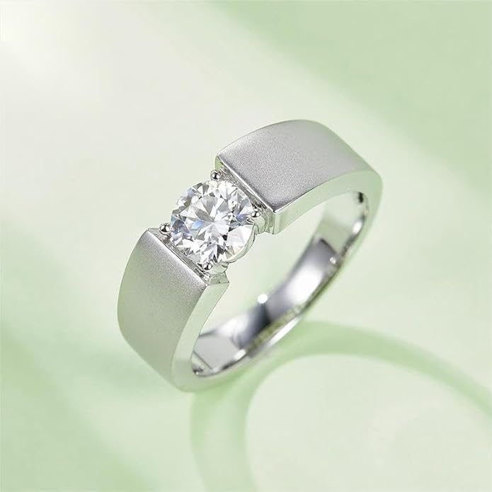 Brillique Men's 14K Gold 1 Carat Diamond Ring, Dazzling Diamond Engagement & Wedding Bands D-color VVS2,Fathers Day for Dad