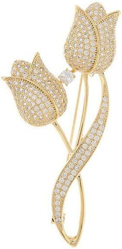 Fashion Flower Brooches for Women Rhinestone Flower Brooches Pins 18k Gold Plated Lapel Pins Jewelry for Girlfriend Wife