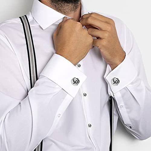 HAWSON Knot Cufflinks and Shirt Studs for Men in Gold or Silver Tone, Matching with White and Black Tuxedo, Suitable for Wedding Day or Formal Occasion.