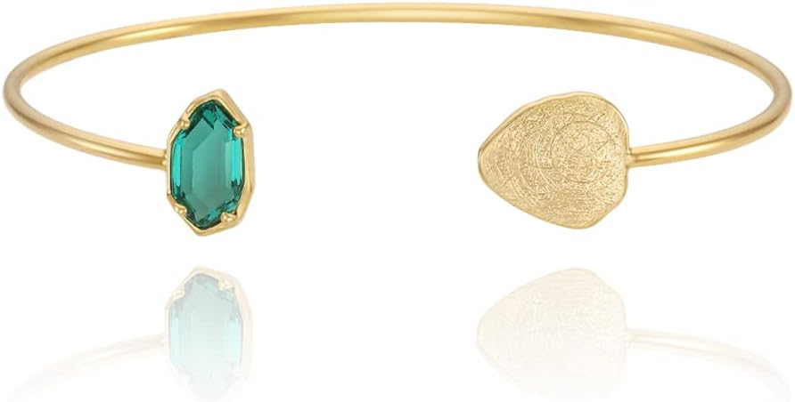 OZEL – Women’s Gold Cuff Bracelets – 18K Gold Plated Textured Bangles with Multi-Color Crystal & Rhinestone Accents – Layered Stacking Jewelry