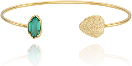 OZEL – Women’s Gold Cuff Bracelets – 18K Gold Plated Textured Bangles with Multi-Color Crystal & Rhinestone Accents – Layered Stacking Jewelry