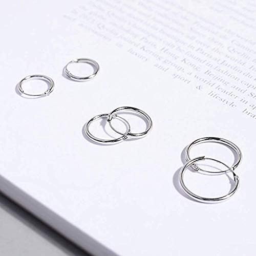 Silver Hoop Earrings- Cartilage Earring Small Hoop Earrings for Women Men,4 Pairs of Hypoallergenic 925 Sterling Silver Tragus Earrings
